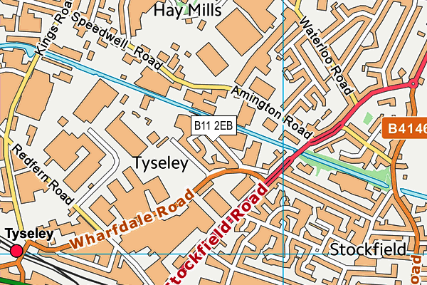 B11 2EB map - OS VectorMap District (Ordnance Survey)