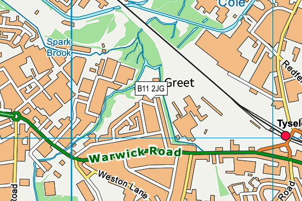 B11 2JG map - OS VectorMap District (Ordnance Survey)