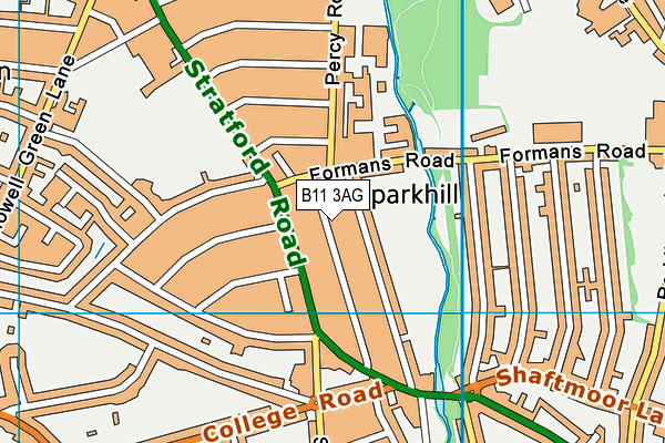 B11 3AG map - OS VectorMap District (Ordnance Survey)