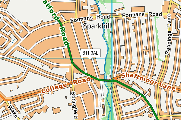 B11 3AL map - OS VectorMap District (Ordnance Survey)