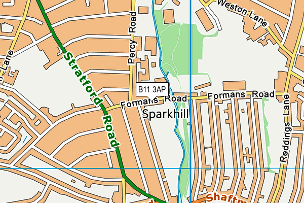 B11 3AP map - OS VectorMap District (Ordnance Survey)