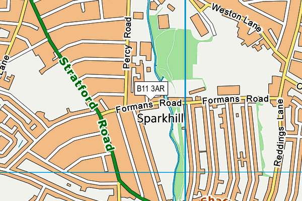 B11 3AR map - OS VectorMap District (Ordnance Survey)