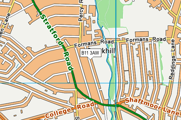 B11 3AW map - OS VectorMap District (Ordnance Survey)