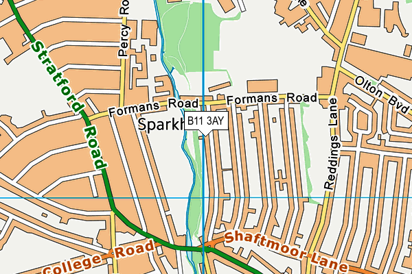 B11 3AY map - OS VectorMap District (Ordnance Survey)