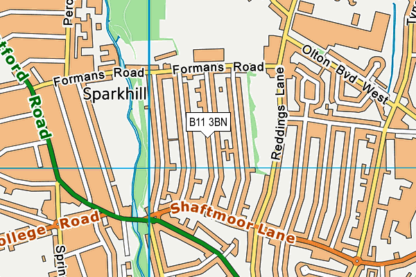 B11 3BN map - OS VectorMap District (Ordnance Survey)