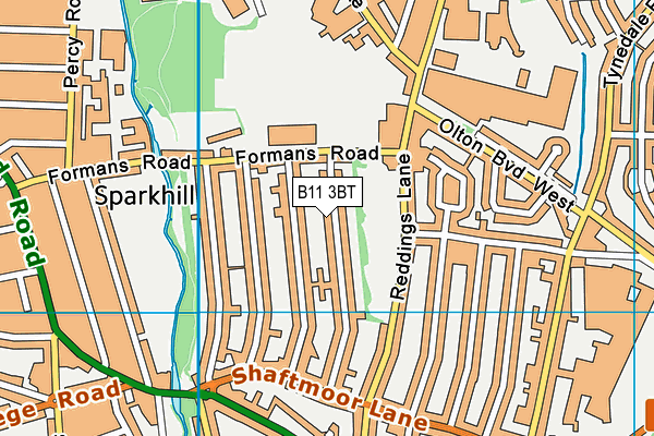 B11 3BT map - OS VectorMap District (Ordnance Survey)