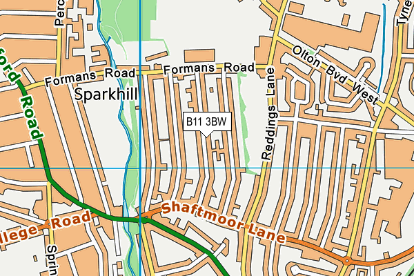 B11 3BW map - OS VectorMap District (Ordnance Survey)