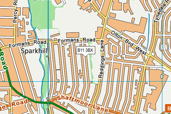 B11 3BX map - OS VectorMap District (Ordnance Survey)