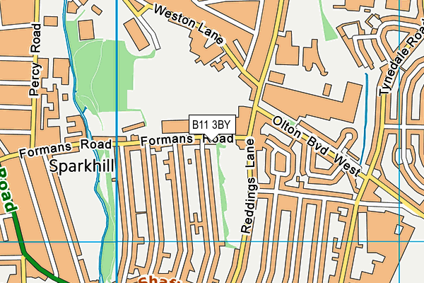 B11 3BY map - OS VectorMap District (Ordnance Survey)