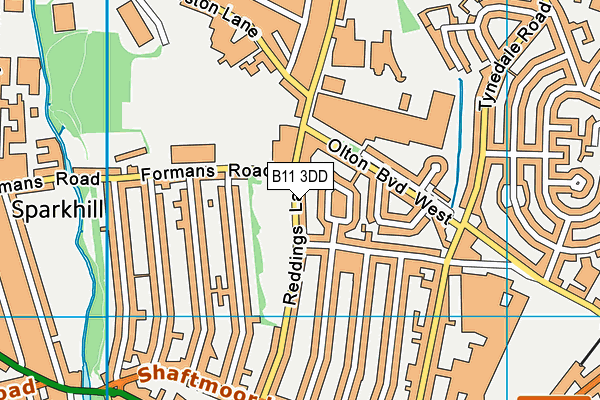 B11 3DD map - OS VectorMap District (Ordnance Survey)