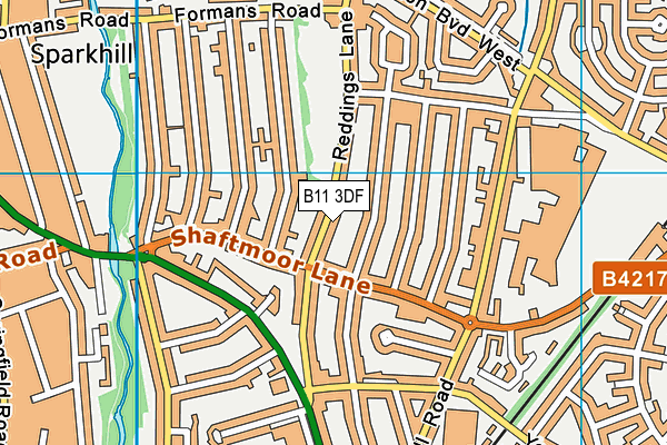 B11 3DF map - OS VectorMap District (Ordnance Survey)