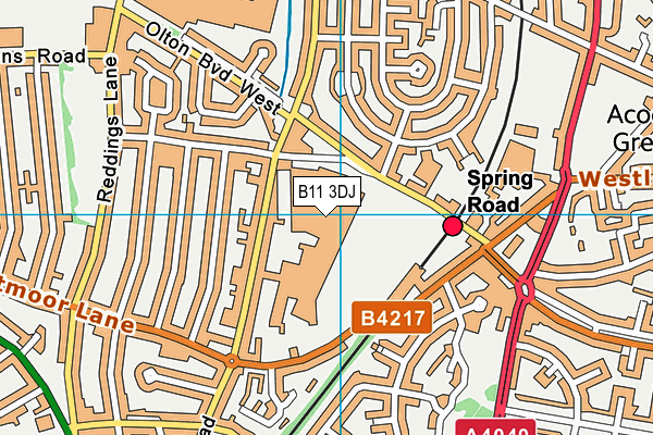 B11 3DJ map - OS VectorMap District (Ordnance Survey)