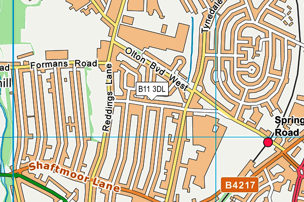 B11 3DL map - OS VectorMap District (Ordnance Survey)