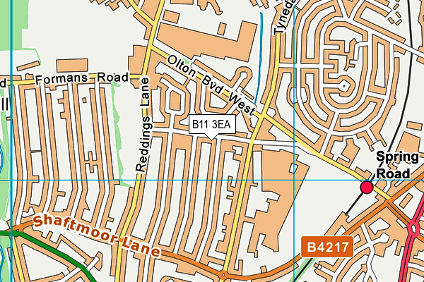B11 3EA map - OS VectorMap District (Ordnance Survey)