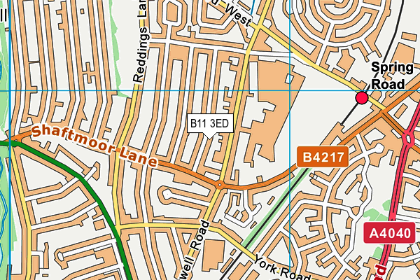 B11 3ED map - OS VectorMap District (Ordnance Survey)