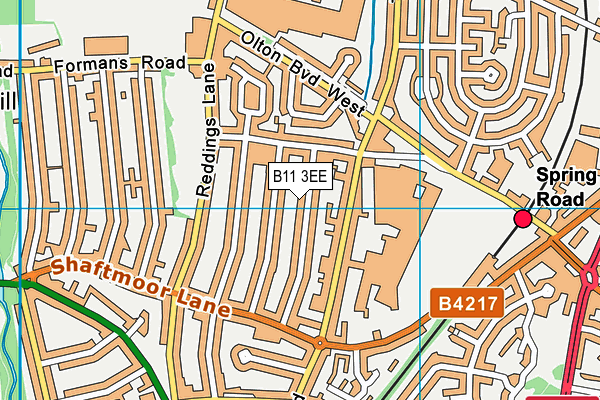 B11 3EE map - OS VectorMap District (Ordnance Survey)