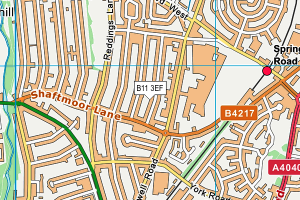 B11 3EF map - OS VectorMap District (Ordnance Survey)