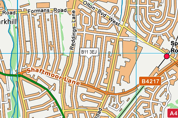 B11 3EJ map - OS VectorMap District (Ordnance Survey)