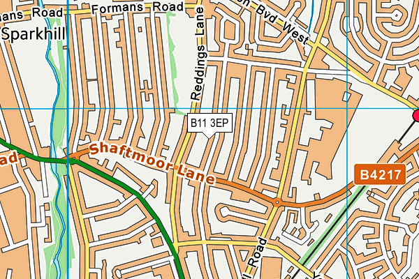 B11 3EP map - OS VectorMap District (Ordnance Survey)