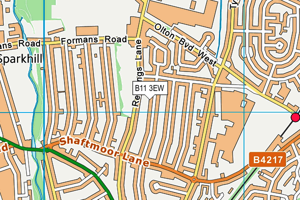 B11 3EW map - OS VectorMap District (Ordnance Survey)