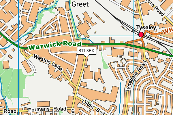 B11 3EX map - OS VectorMap District (Ordnance Survey)