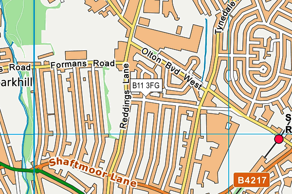 B11 3FG map - OS VectorMap District (Ordnance Survey)