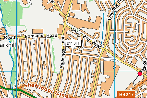 B11 3FH map - OS VectorMap District (Ordnance Survey)
