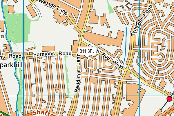 B11 3FJ map - OS VectorMap District (Ordnance Survey)