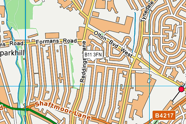 B11 3FN map - OS VectorMap District (Ordnance Survey)