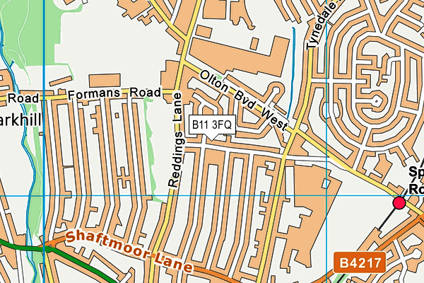 B11 3FQ map - OS VectorMap District (Ordnance Survey)