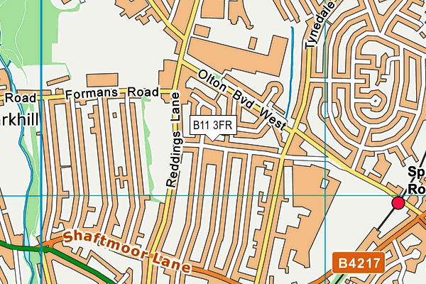 B11 3FR map - OS VectorMap District (Ordnance Survey)