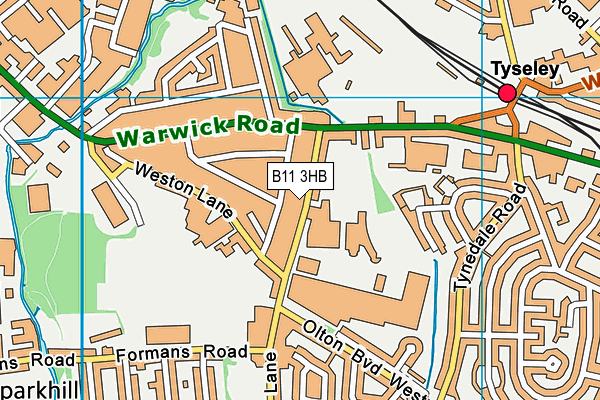 B11 3HB map - OS VectorMap District (Ordnance Survey)