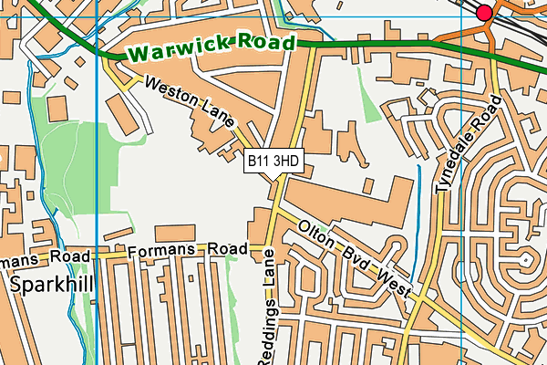 B11 3HD map - OS VectorMap District (Ordnance Survey)