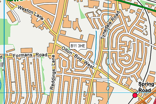 B11 3HE map - OS VectorMap District (Ordnance Survey)