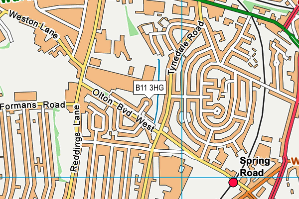 B11 3HG map - OS VectorMap District (Ordnance Survey)