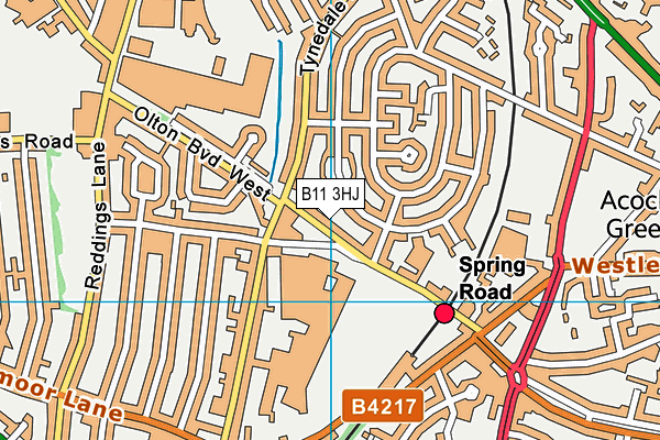 B11 3HJ map - OS VectorMap District (Ordnance Survey)