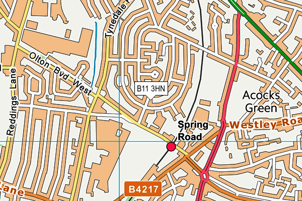 B11 3HN map - OS VectorMap District (Ordnance Survey)