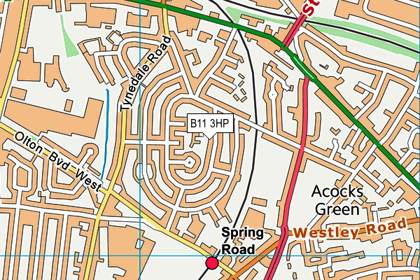 B11 3HP map - OS VectorMap District (Ordnance Survey)