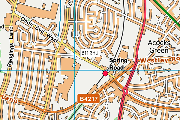 B11 3HU map - OS VectorMap District (Ordnance Survey)