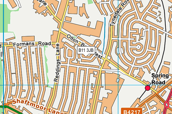 B11 3JB map - OS VectorMap District (Ordnance Survey)