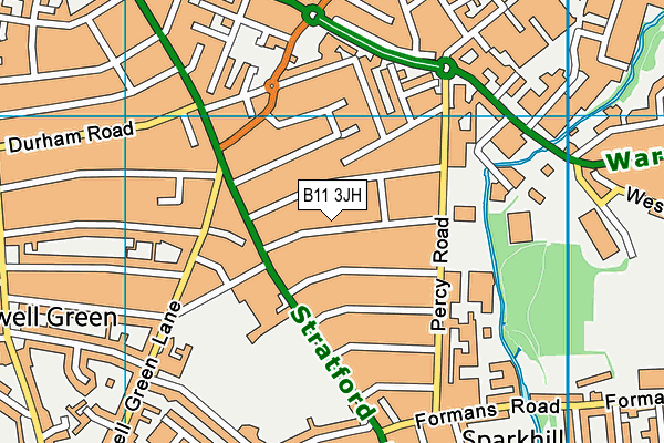 B11 3JH map - OS VectorMap District (Ordnance Survey)