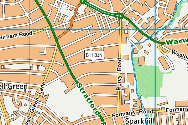 B11 3JN map - OS VectorMap District (Ordnance Survey)