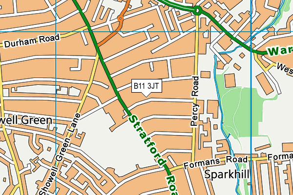 B11 3JT map - OS VectorMap District (Ordnance Survey)