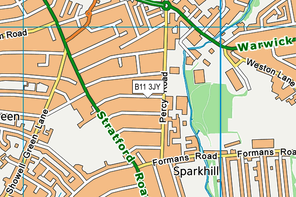 B11 3JY map - OS VectorMap District (Ordnance Survey)