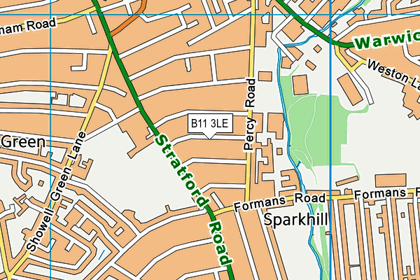 B11 3LE map - OS VectorMap District (Ordnance Survey)