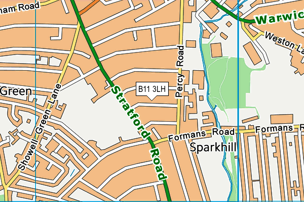 B11 3LH map - OS VectorMap District (Ordnance Survey)