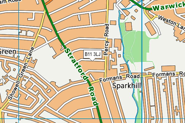 B11 3LJ map - OS VectorMap District (Ordnance Survey)