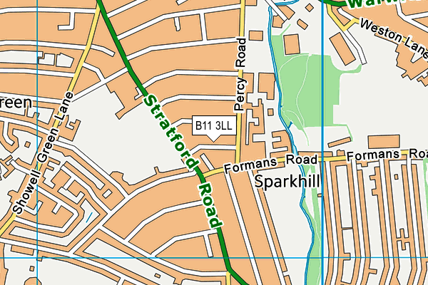 B11 3LL map - OS VectorMap District (Ordnance Survey)