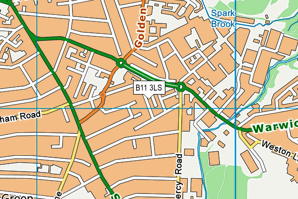 B11 3LS map - OS VectorMap District (Ordnance Survey)