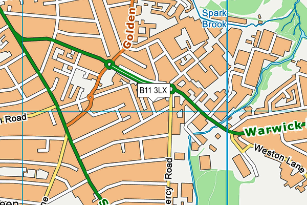 B11 3LX map - OS VectorMap District (Ordnance Survey)